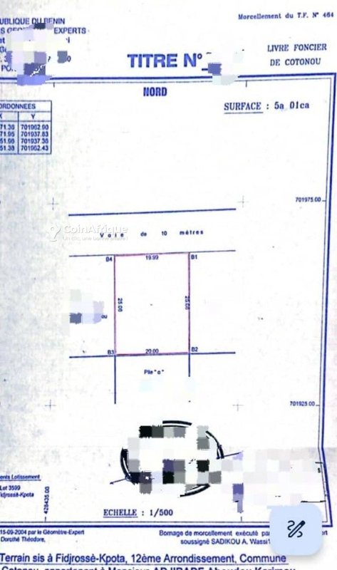 Parcelle 1000 m²