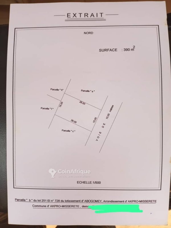 Parcelle 390 m²