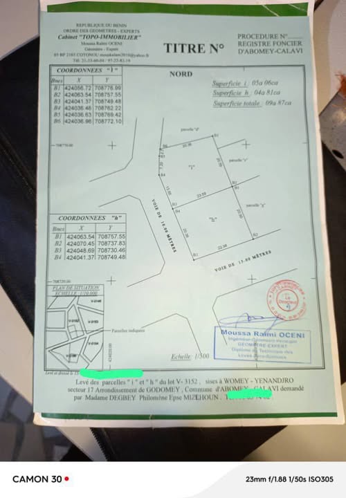 Deux Parcelles à Vendre avec TF Personnel