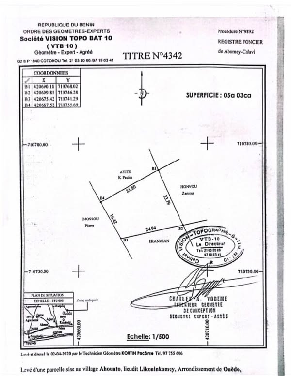 Terrain avec Titre Foncier à Vendre